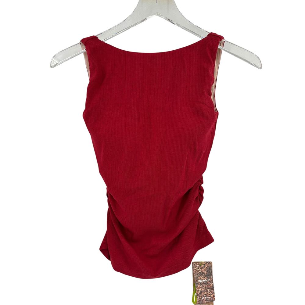 OGL Top Size XS NEW Boat Neck Ruched Elastic Open Back Brami Tank Retro Red - Picture 7 of 15